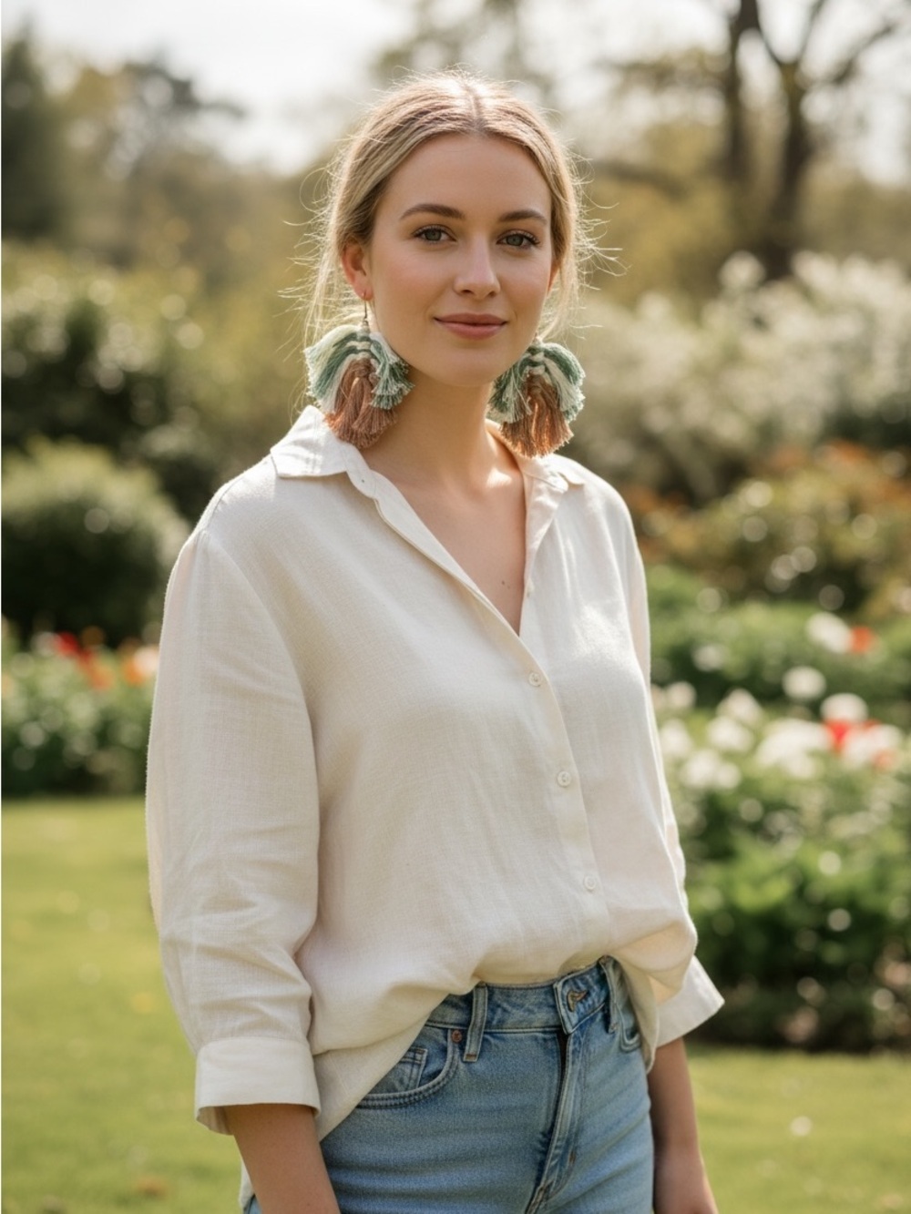 Classic Cream Button-Front Women's Shirt